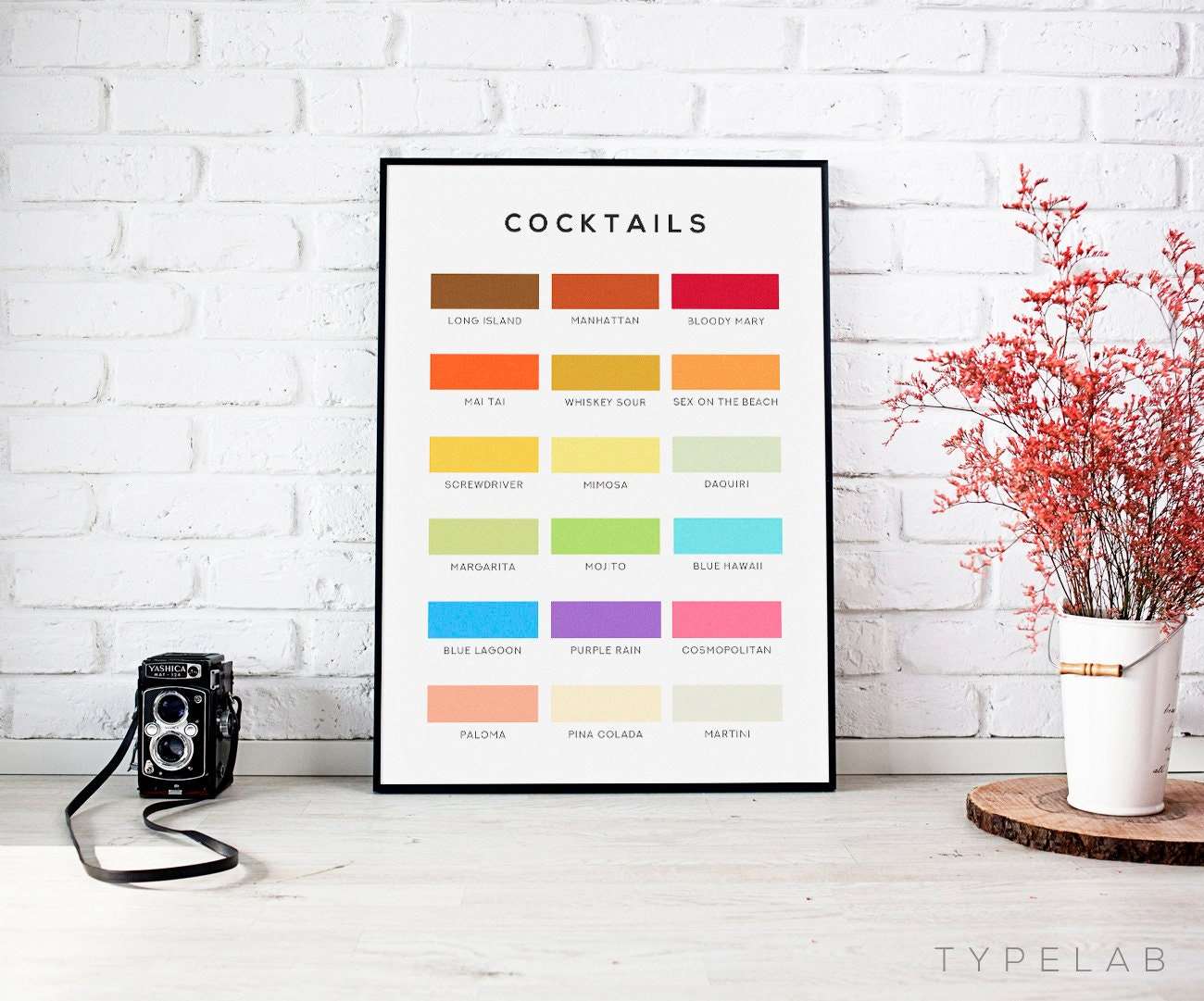 Cocktail Colour Chart Print Typelab