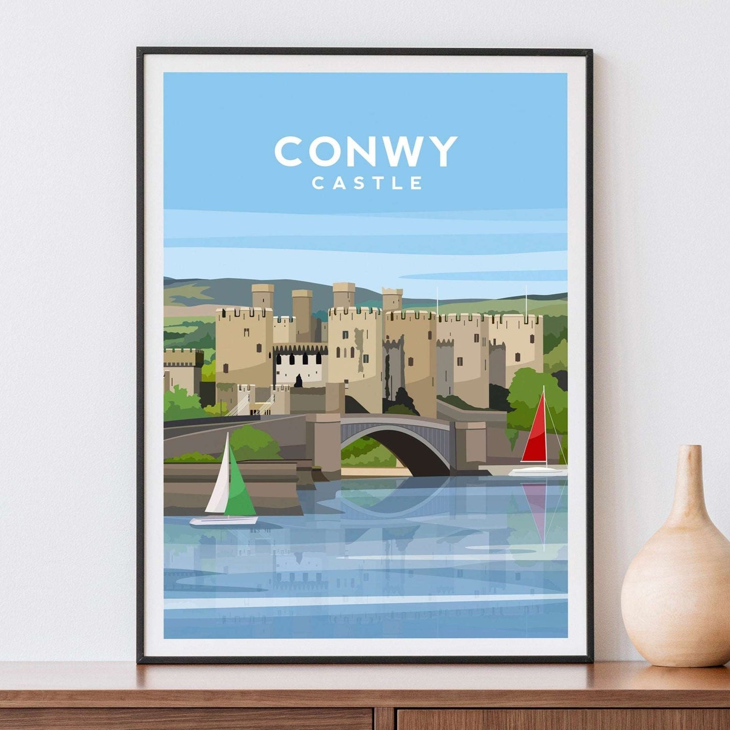 Conwy Castle, North Wales Travel Print Typelab