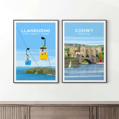 Conwy and Llandudno, Wales - Set of 2 Prints Typelab