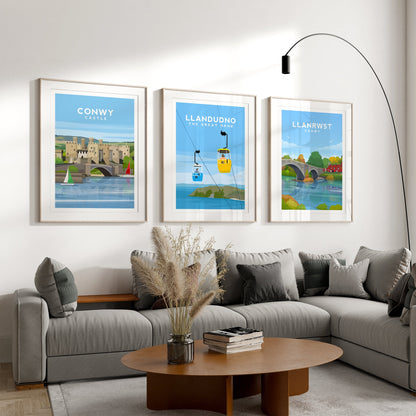 Set of 3 Conwy Wales Prints - Travel Wall Art by Typelab