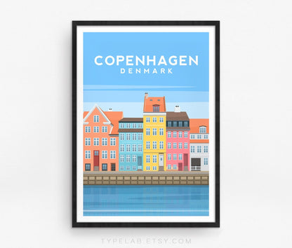 Copenhagen, Denmark Travel Print Typelab