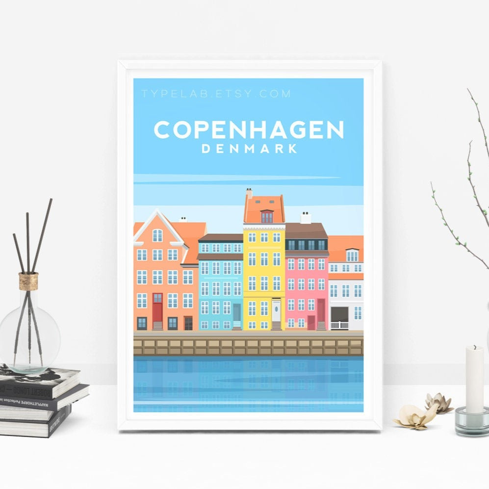 Copenhagen, Denmark Travel Print Typelab