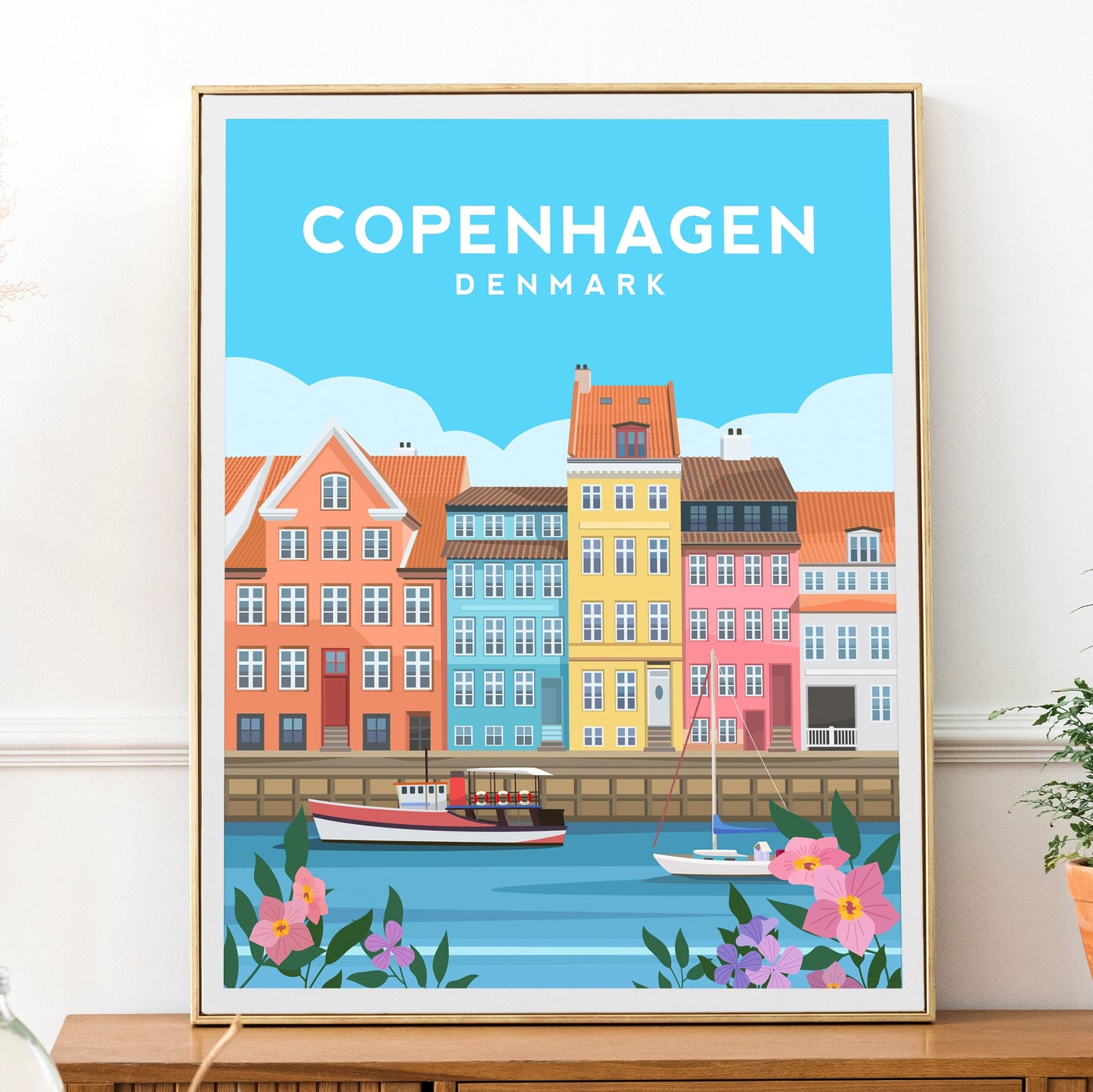 Copenhagen Canal Houses Print | Denmark Travel Wall Art