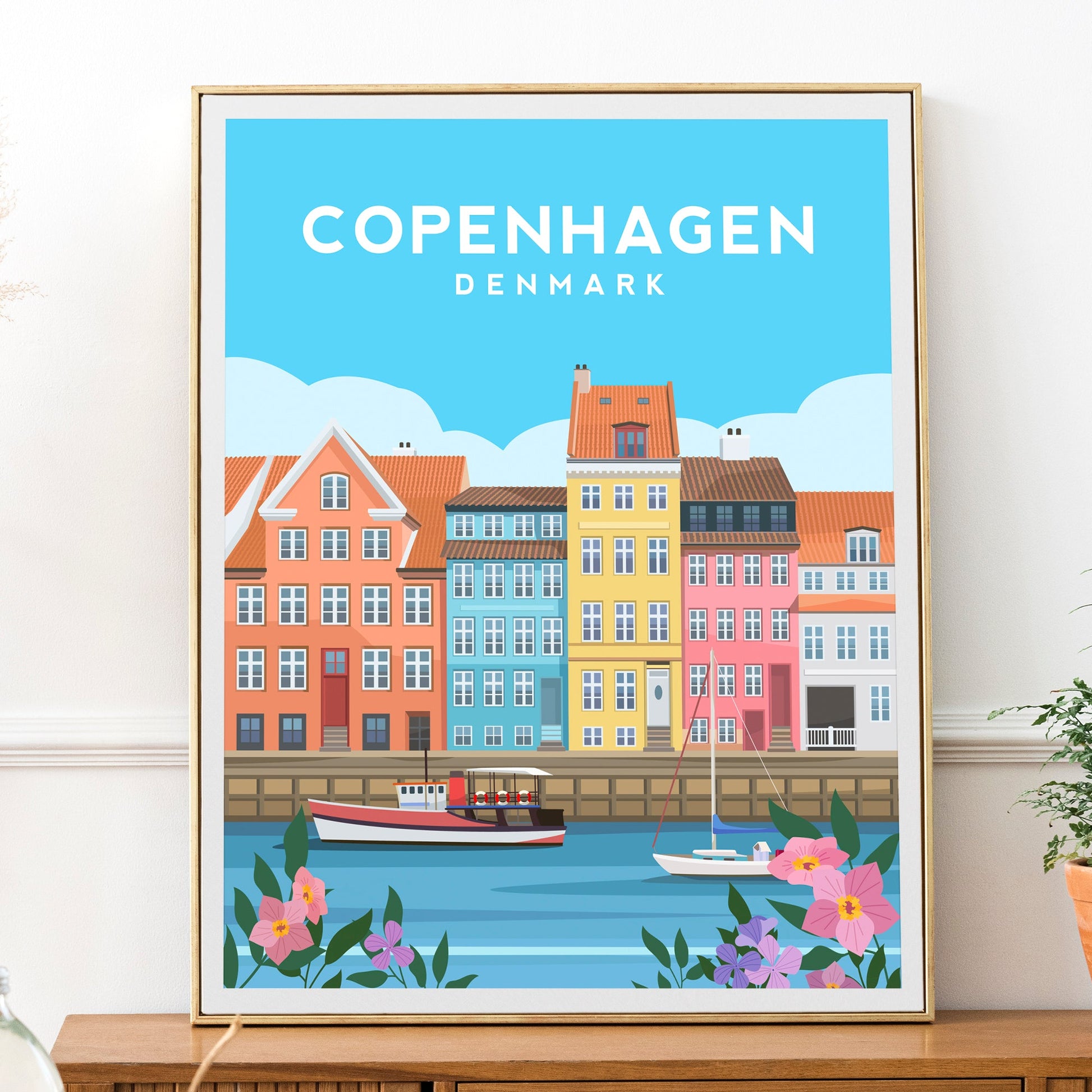 Copenhagen Canal Houses Print | Denmark Travel Wall Art