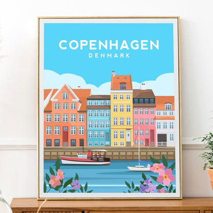 Copenhagen Canal Houses Print | Denmark Travel Wall Art