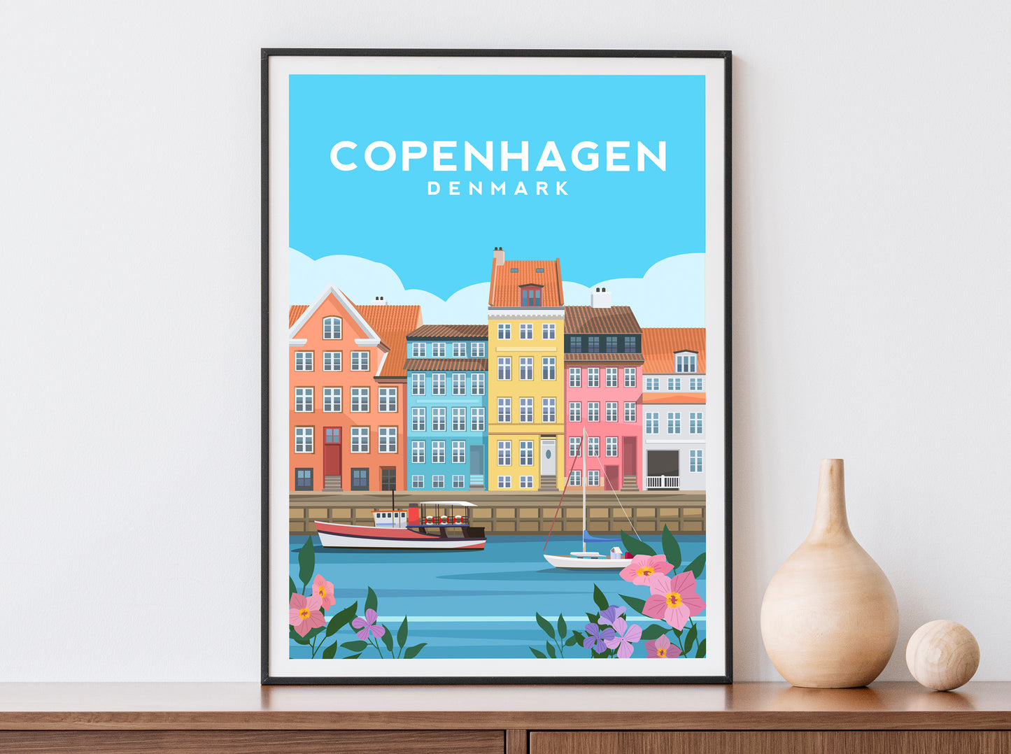Copenhagen Canal Houses Print | Denmark Travel Wall Art