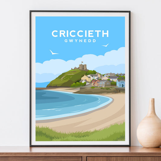 Criccieth Print - Gwynedd Wales Wall Art by Typelab