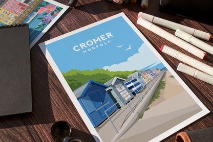 Cromer Beach Hut Print | Norfolk England Travel Wall Art