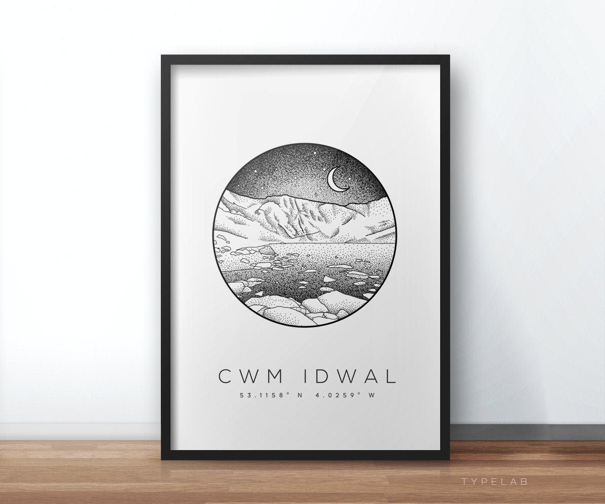 Cwm Idwal, Snowdonia Wales Dotwork Print Typelab