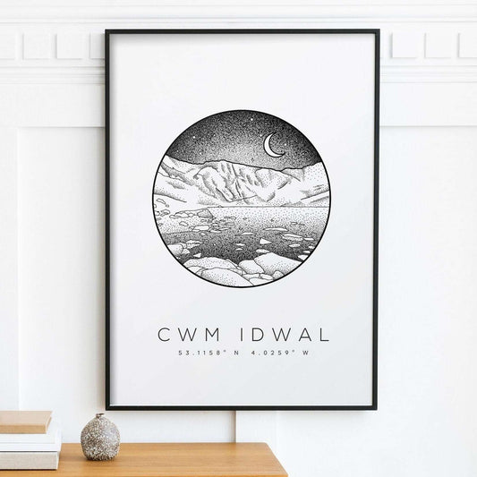 Cwm Idwal, Snowdonia Wales Dotwork Print Typelab