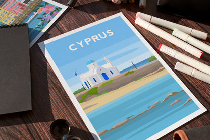 Protaras Cyprus Print | Coastal Travel Wall Art