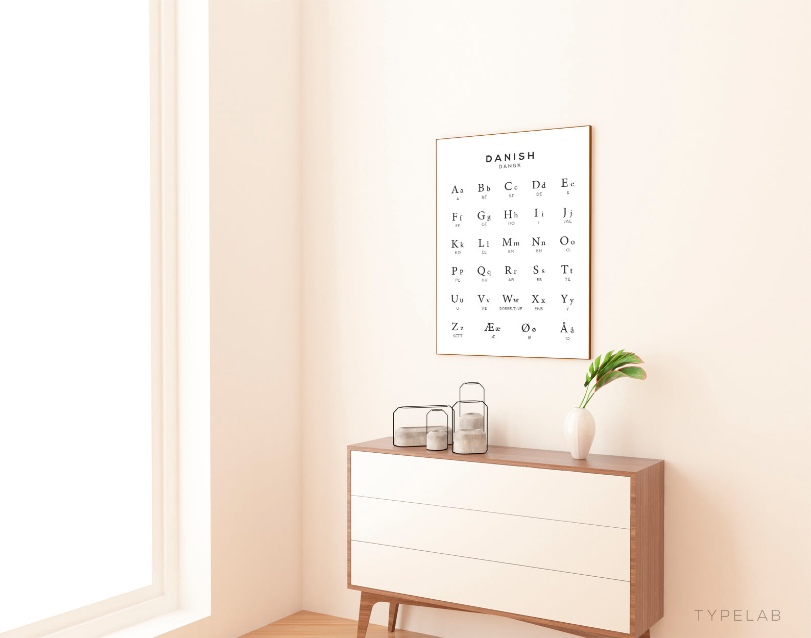 Danish Alphabet Print, Language Learning Wall Art Typelab