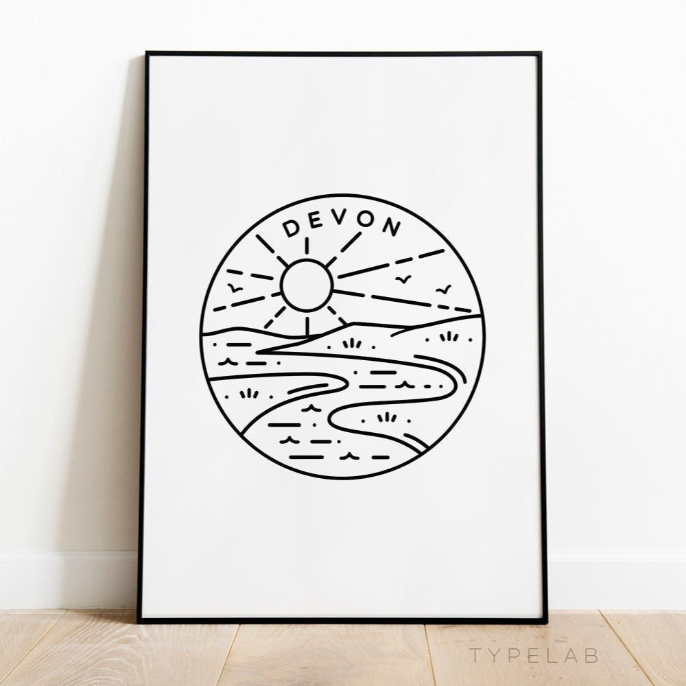 Devon, England Circle Emblem Print Typelab