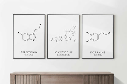Dopamine Molecular Structure Print - Black and White Typelab