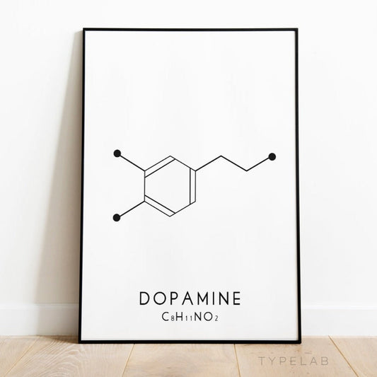 Dopamine Molecular Structure Print - Black and White Typelab