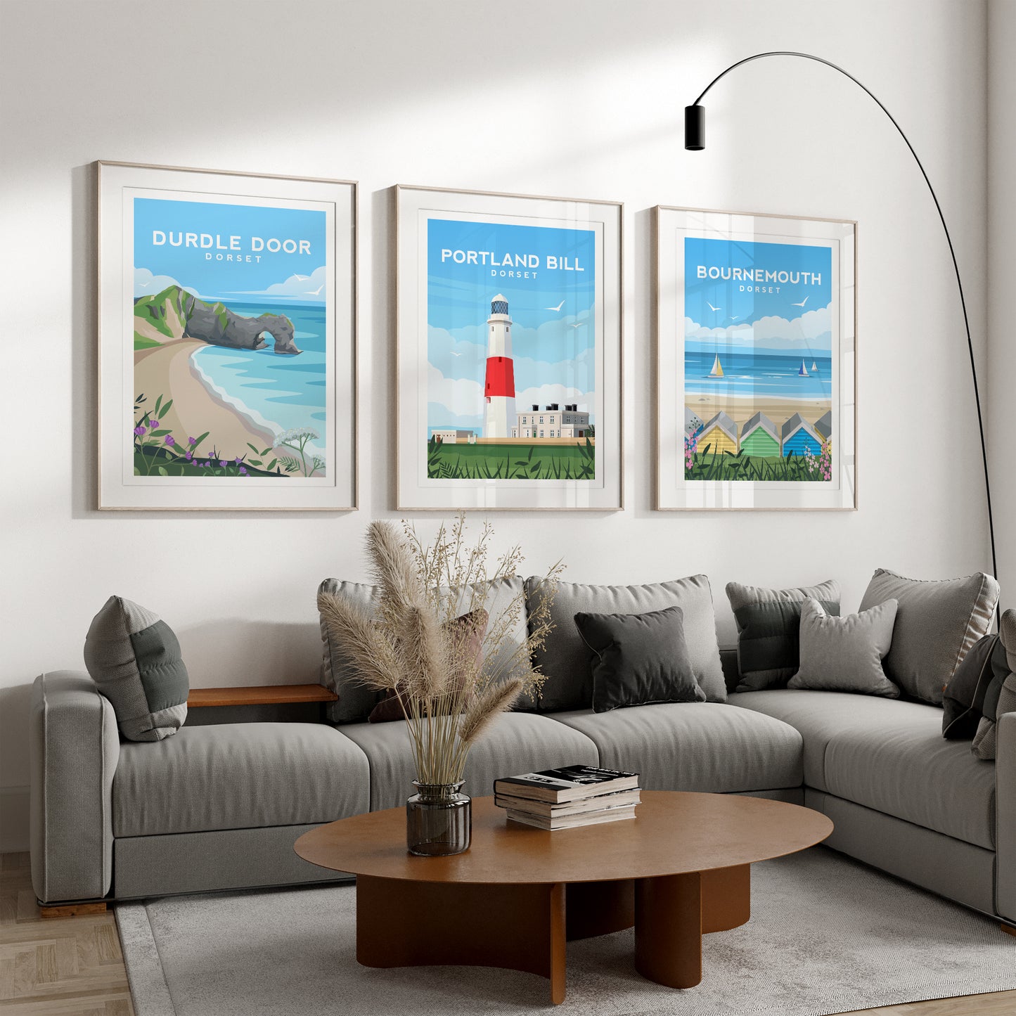 Dorset Travel Print Set of 3 | England Coastal Wall Art
