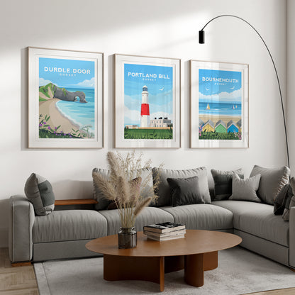 Dorset Travel Print Set of 3 | England Coastal Wall Art