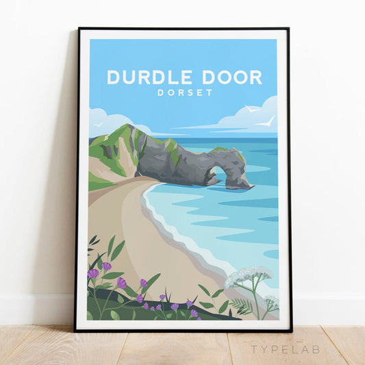 Durdle Door, Dorset England Travel Print Typelab
