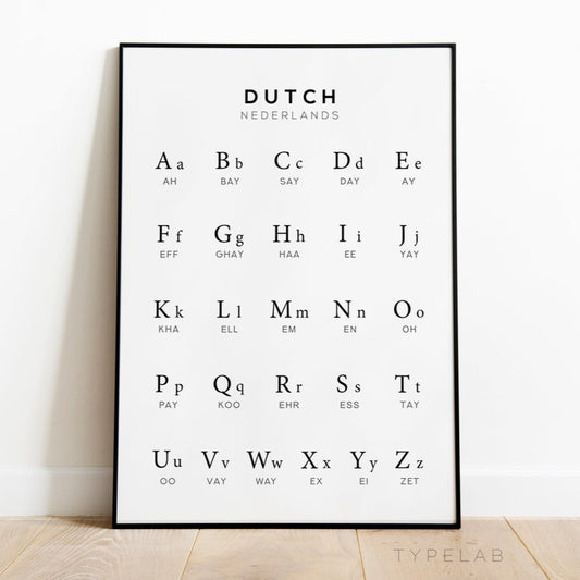 Dutch Alphabet Print - Language Learning Wall Art by Typelab