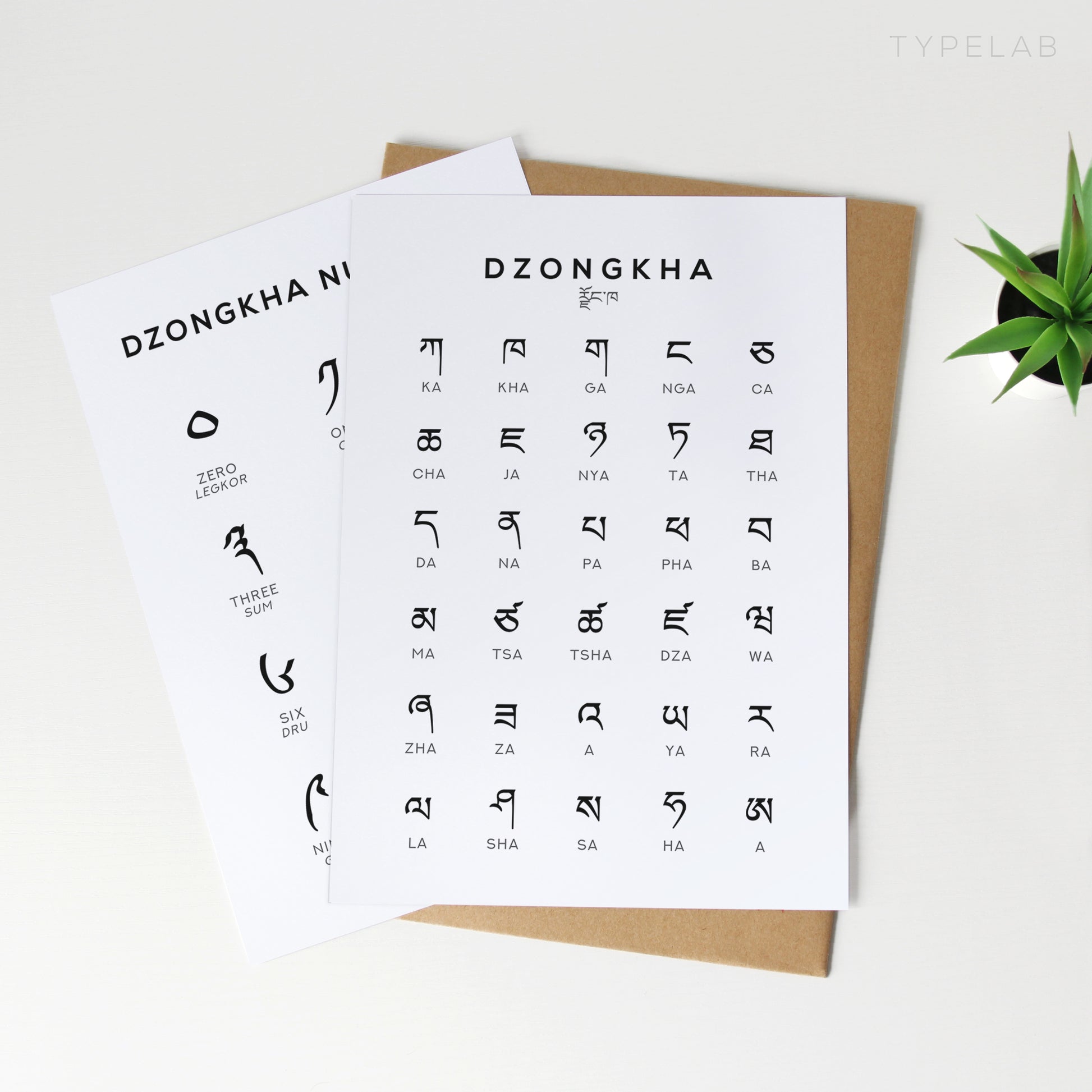 Dzongkha Alphabet Print - Language Learning Wall Art by Typelab
