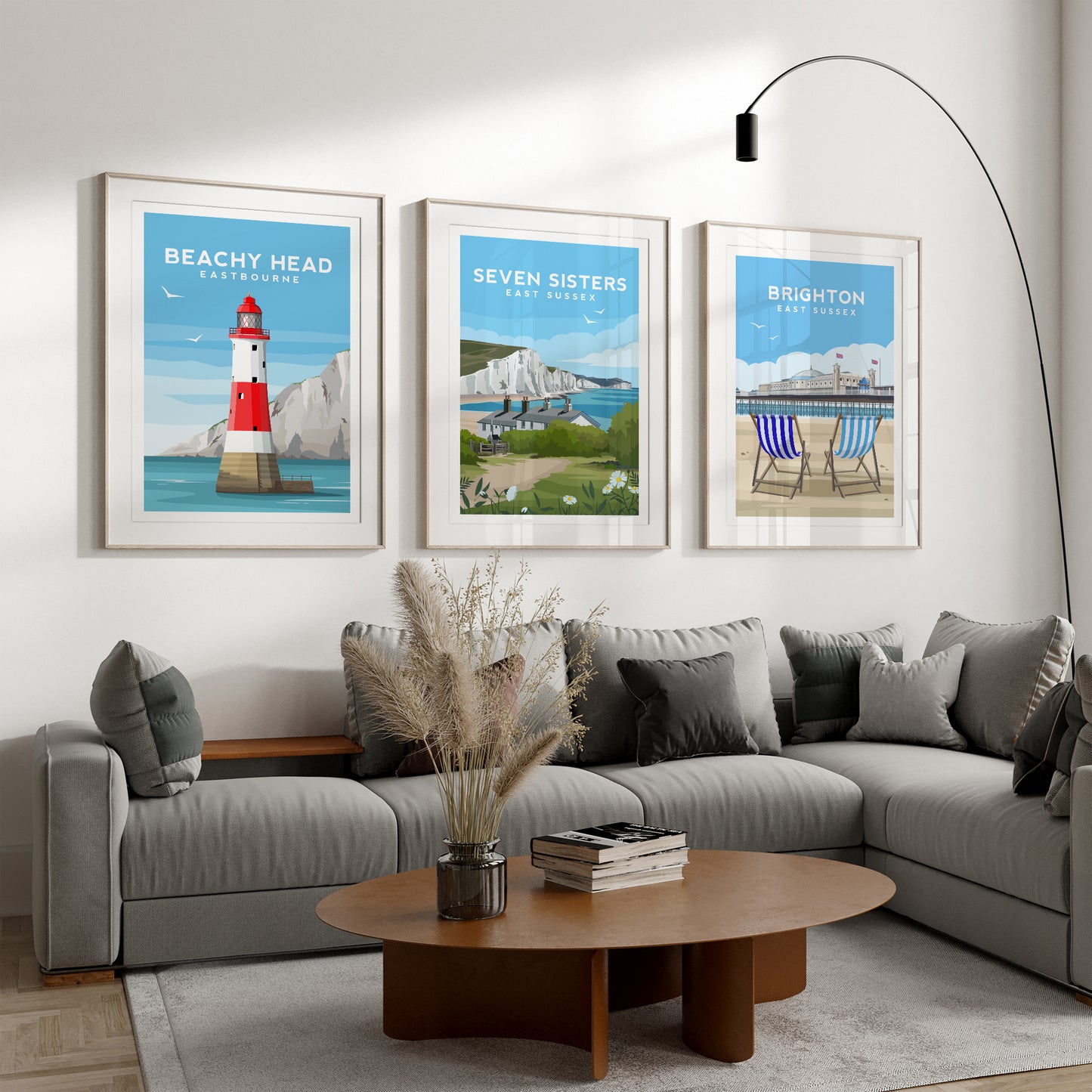 Set of 3 East Sussex Travel Prints | English Coastal Wall Art