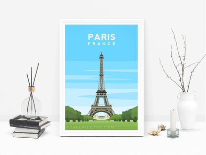 Eiffel Tower in Paris, France Travel Print Typelab