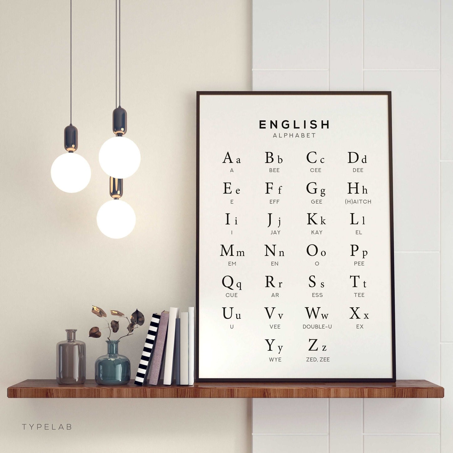 English Alphabet Print, Language Learning Wall Art Typelab