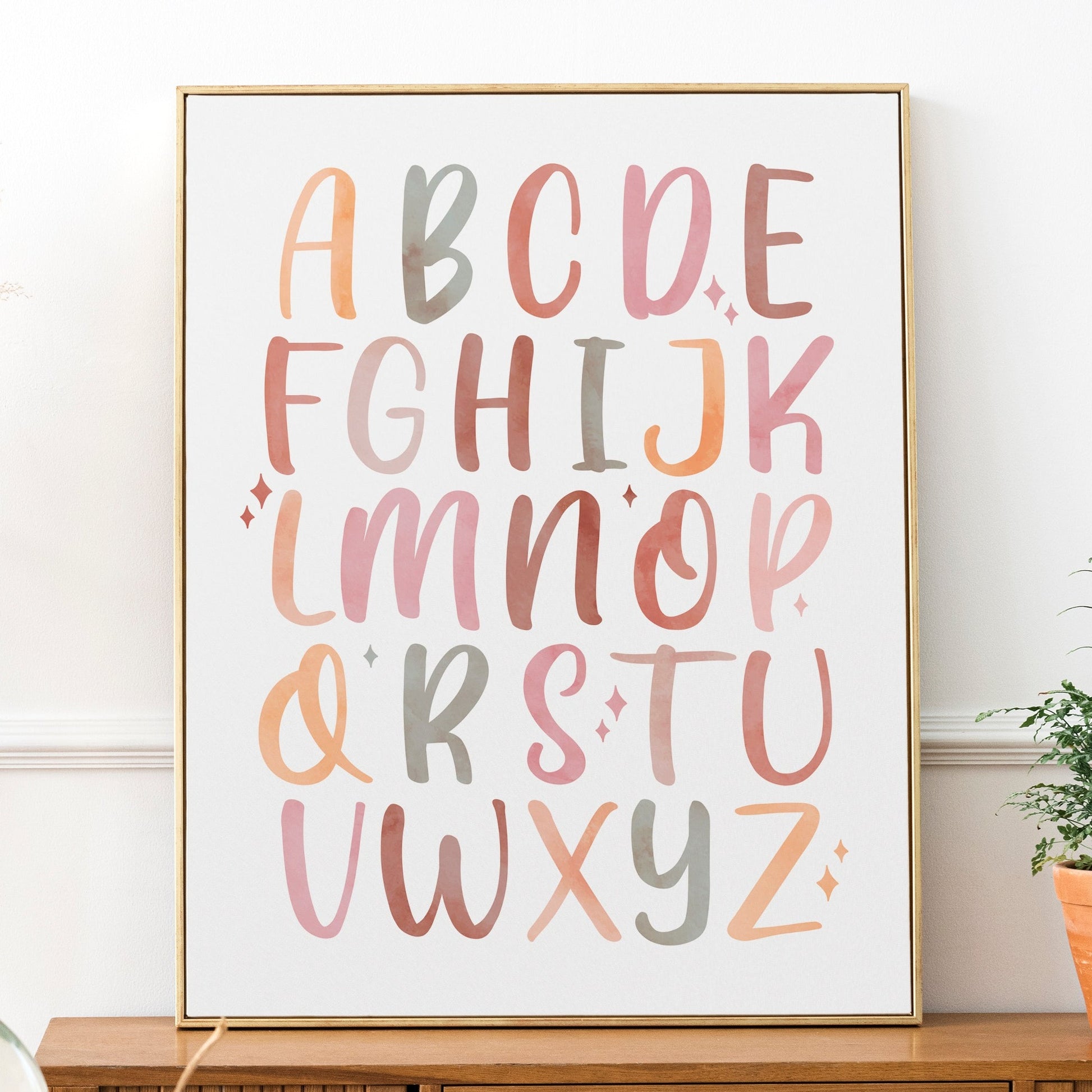 Neutral Nursery Alphabet Print Educational Kids Room Wall Art