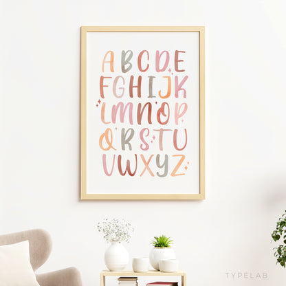 Neutral Kids Alphabet and Number Print Set of 2 - Nursery Wall Art - Typelab