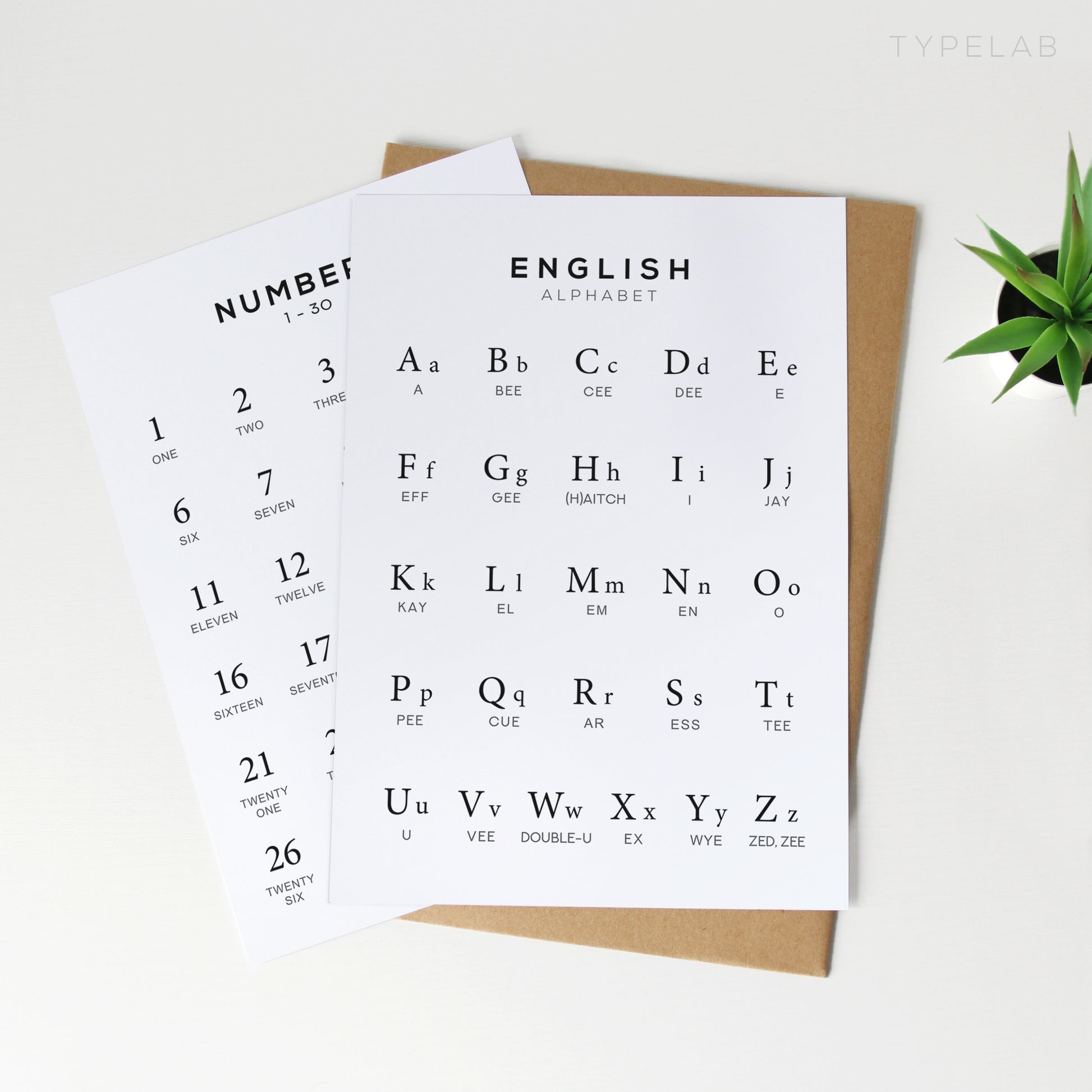 English Alphabet and Number Print Set of 2 | Language Learning Wall Art