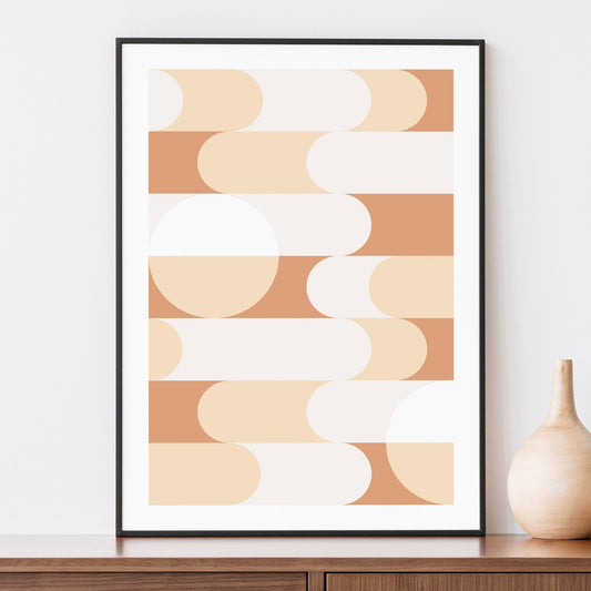 Mid Century Orange Retro Print | Geometric Wall Art