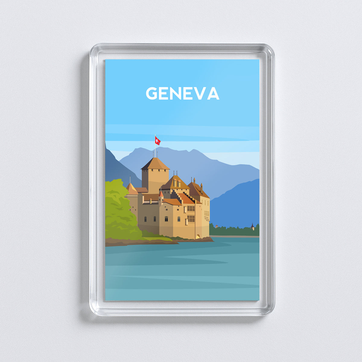 Lake Geneva Fridge Magnet | Switzerland Castle Travel Gift