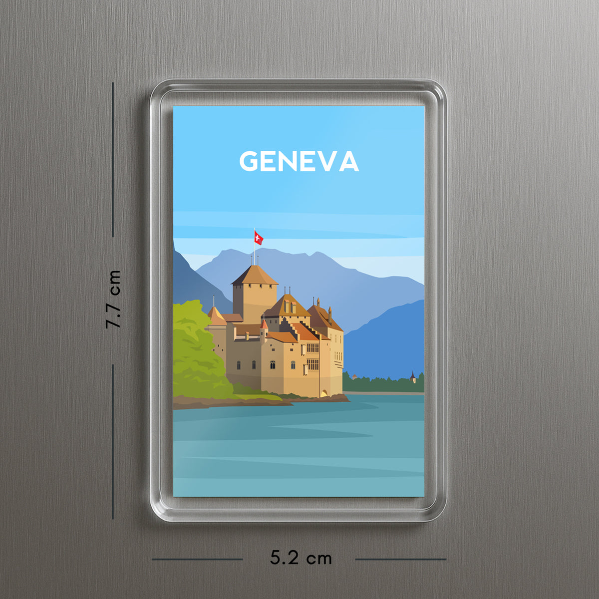 Lake Geneva Fridge Magnet | Switzerland Castle Travel Gift
