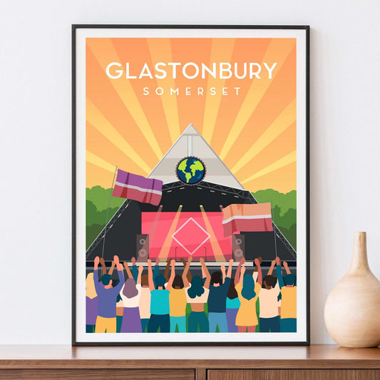 Glastonbury Festival Print, Somerset Music Wall Art Typelab