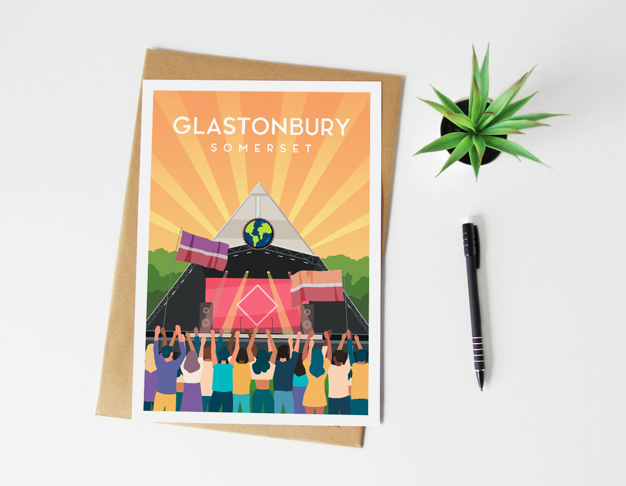 Glastonbury Festival Print, Somerset Music Wall Art Typelab