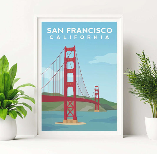 Golden Gate Bridge, San Francisco California Travel Print Typelab