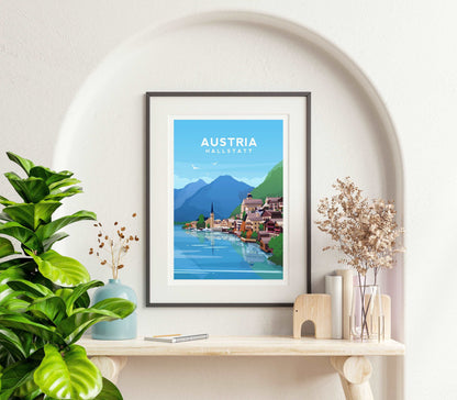 Hallstatt Village, Austria Travel Print Typelab