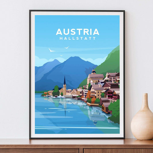 Hallstatt Village, Austria Travel Print Typelab