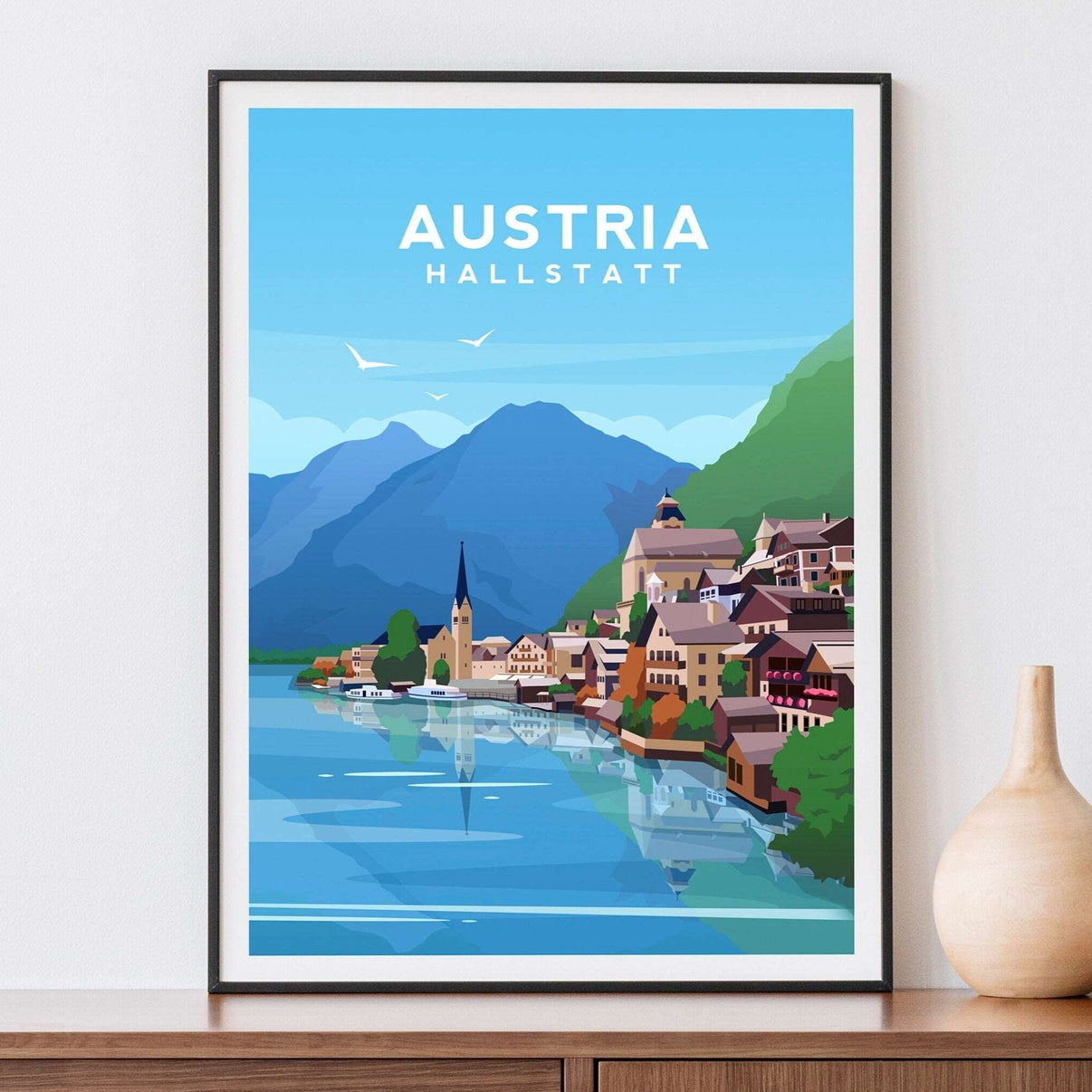 Austria Print | Hallstatt Village Travel Wall Art – Typelab