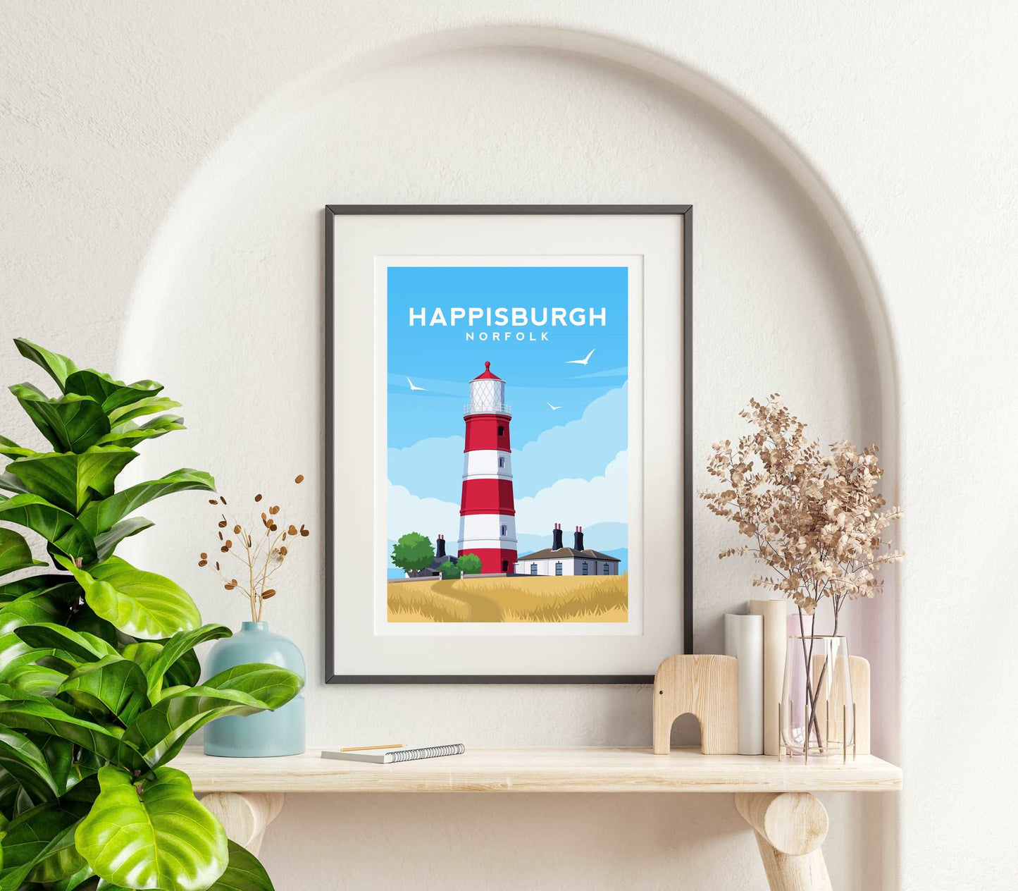 Happisburgh Lighthouse, Norfolk Travel Print Typelab