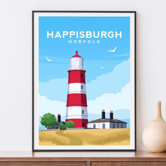 Happisburgh Lighthouse, Norfolk Travel Print Typelab
