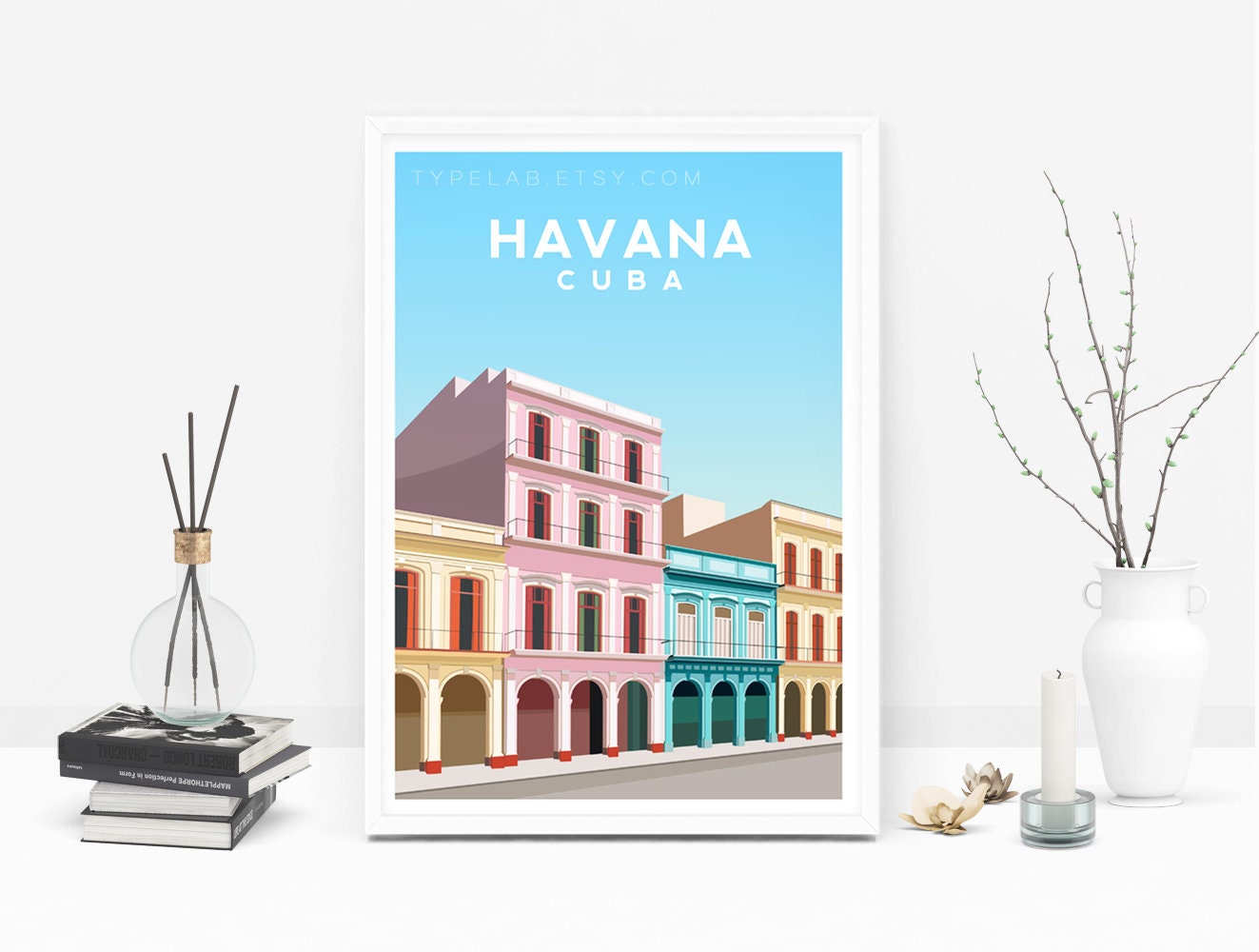 Havana, Cuba Travel Print Typelab