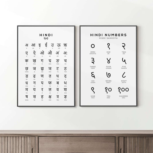 Hindi Alphabet and Number Print Set of 2 Typelab