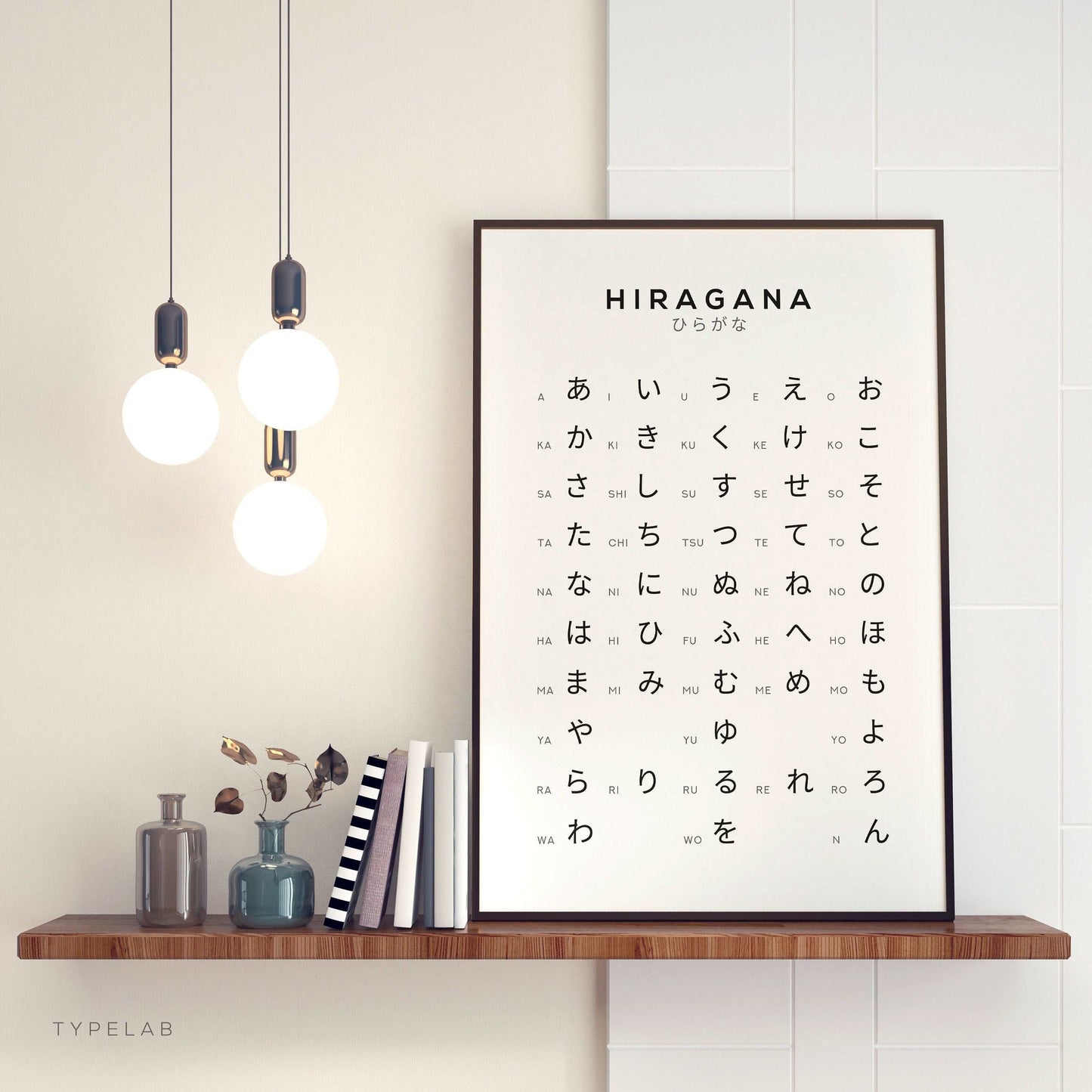 Hiragana Alphabet Print, Japanese Learning Wall Art Typelab