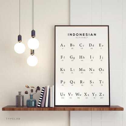 Indonesian Alphabet Print, Language Learning Wall Art Typelab