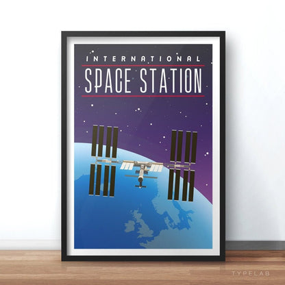 International Space Station Retro Travel Print Typelab