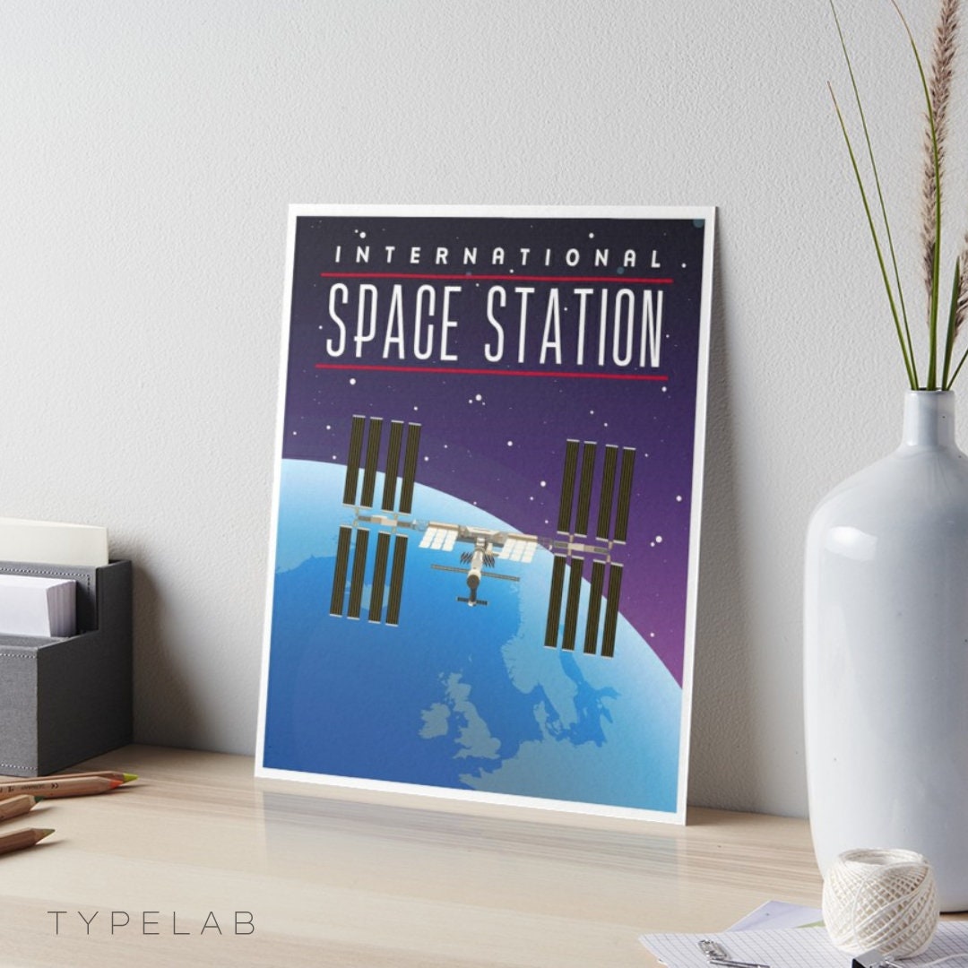 International Space Station Retro Travel Print Typelab