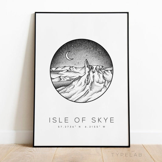 Isle Of Skye, Scotland Dotwork Print Typelab