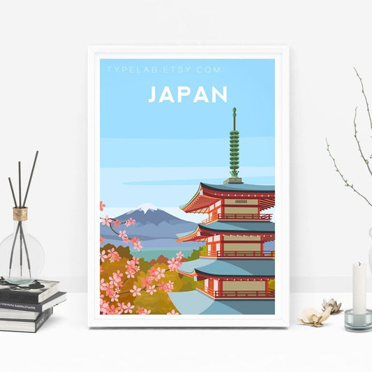 Japan, Mount Fuji Travel Print Typelab