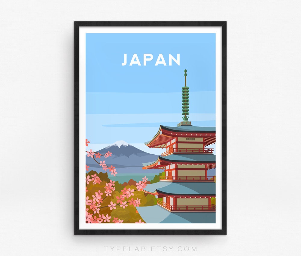 Japan, Mount Fuji Travel Print Typelab